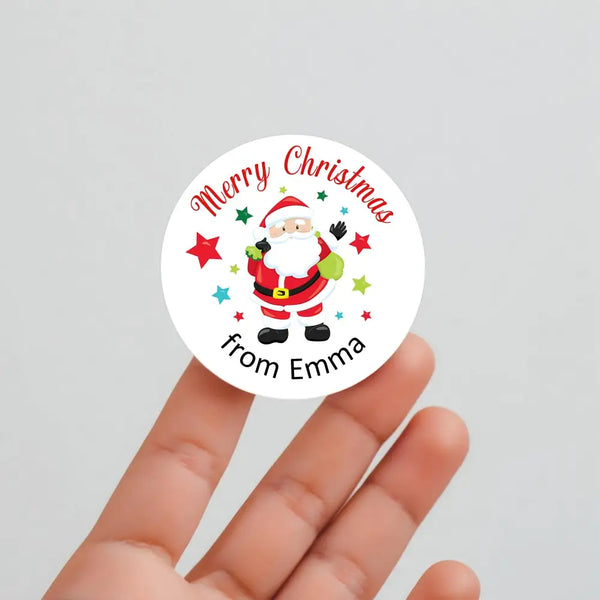 Personalised Kids Christmas Sticker Labels Santa Xmas