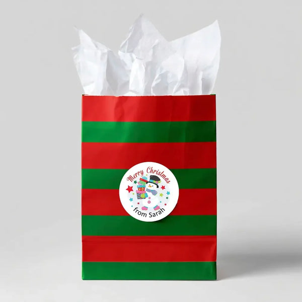 Personalised Kids Christmas Sticker Labels Snowman Gifts - Sticksy Prints Australia