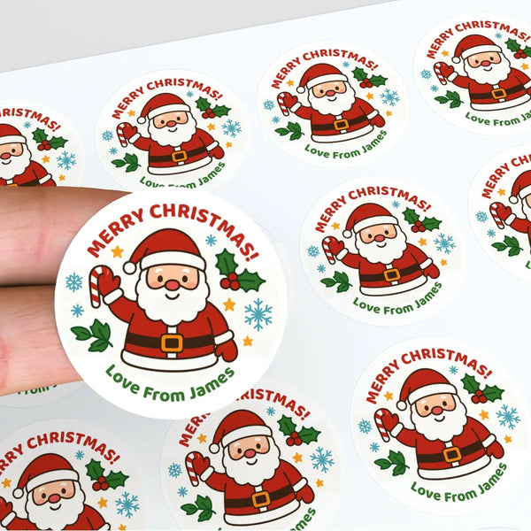 Personalised Kids Merry Christmas Sticker Labels Santa Love