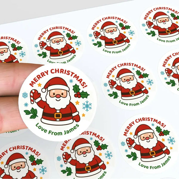 Personalised Kids Merry Christmas Sticker Labels Santa Love From - Sticksy Prints Australia