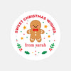 Personalised Kids Sticker Labels Sweet Christmas Wishes Gingerbread Man