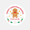 Personalised Kids Sticker Labels Sweet Christmas Wishes Gingerbread Man - Sticksy Prints Australia
