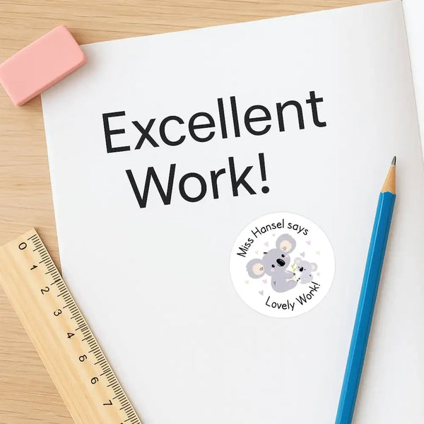 Personalised Koala Teacher Reward Stickers Labels Kids - Sticksy Prints Australia