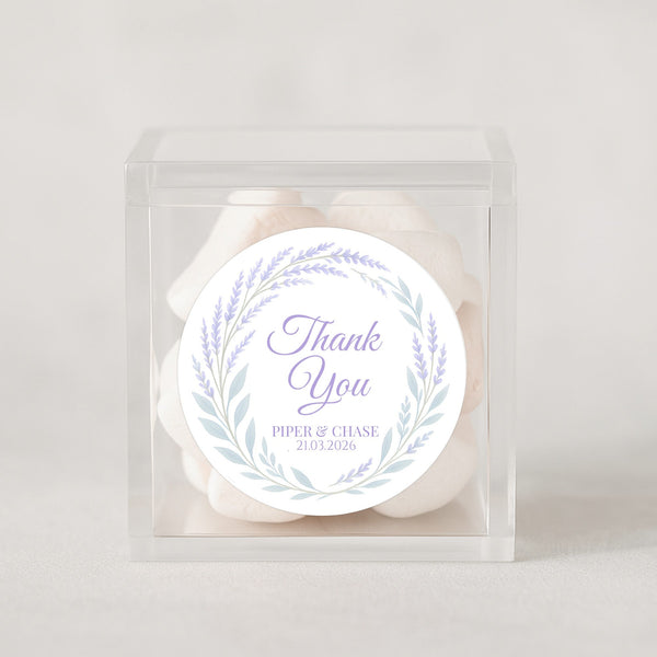 Personalised Lavender Botanical Wedding Thank You Stickers – Custom Favour Labels