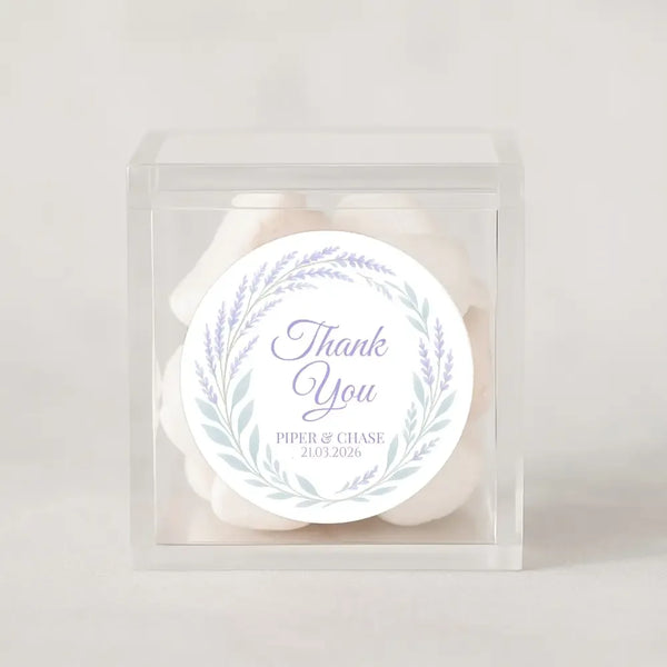 Personalised Lavender Botanical Wedding Thank You Stickers – Custom Favour Labels - Sticksy Prints Australia