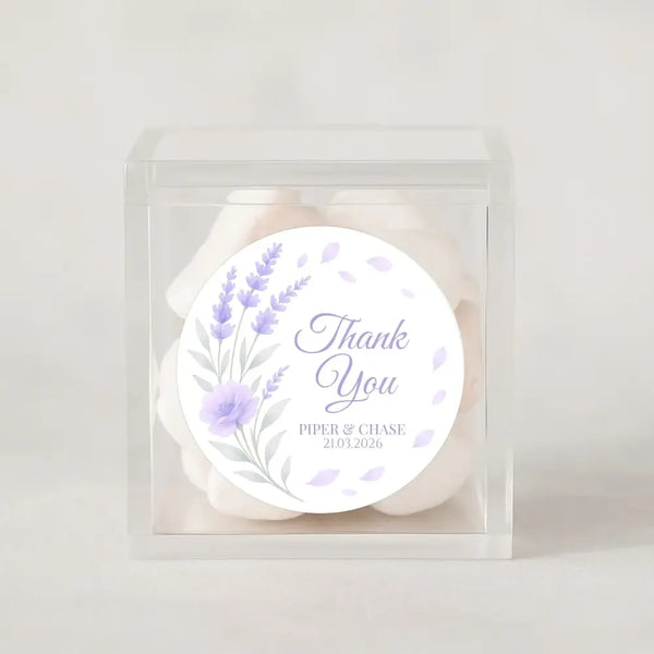 Personalised Lavender Bouquet Wedding Thank You Stickers – Custom Floral Favour Labels - Sticksy Prints Australia