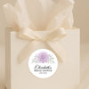 Personalised Lavender Dahlia Bridal Shower Stickers – Custom Name & Date – Watercolour Floral Favour Labels