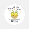 Personalised Lemon Basket Baby Shower Thank You Stickers – Watercolour Citrus Favour Labels