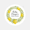 Personalised Lemon Wreath Baby Shower Stickers – Watercolour Citrus Favour Labels - Sticksy Prints Australia
