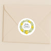 Personalised Lemon Wreath Baby Shower Stickers – Watercolour Citrus Favour Labels