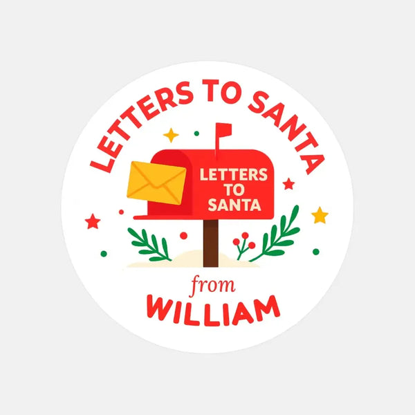 Personalised “Letters to Santa” Christmas Stickers Custom Name Gift Labels - Sticksy Prints Australia
