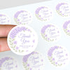 Personalised Lilac Hydrangea Wedding Thank You Stickers – Custom Floral Favour Labels