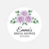 Personalised Lilac Rose Bridal Shower Stickers – Custom Name & Date Favour Labels – Watercolour Floral Party Stickers - Sticksy Prints Australia