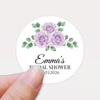 Personalised Lilac Rose Bridal Shower Stickers – Custom Name & Date Favour Labels – Watercolour Floral Party Stickers