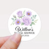 Personalised Lilac Rose & Daisy Bridal Shower Stickers – Custom Name & Date – Watercolour Floral Favour Labels - Sticksy Prints Australia
