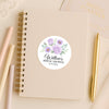 Personalised Lilac Rose & Daisy Bridal Shower Stickers – Custom Name & Date – Watercolour Floral Favour Labels