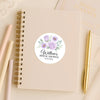 Personalised Lilac Rose & Daisy Bridal Shower Stickers – Custom Name & Date – Watercolour Floral Favour Labels - Sticksy Prints Australia
