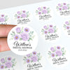 Personalised Lilac Rose & Daisy Bridal Shower Stickers – Custom Name & Date – Watercolour Floral Favour Labels