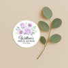 Personalised Lilac Rose & Daisy Bridal Shower Stickers – Custom Name & Date – Watercolour Floral Favour Labels