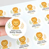 Personalised Lion Baby Shower Stickers – Safari Welcome Baby Favour Labels - Sticksy Prints Australia