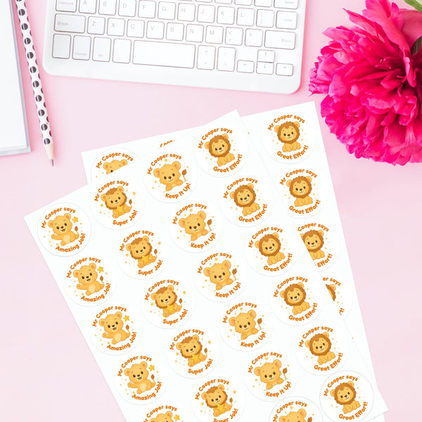 Personalised Lion Teacher Reward Stickers – Classroom Praise & Positive Reinforcement