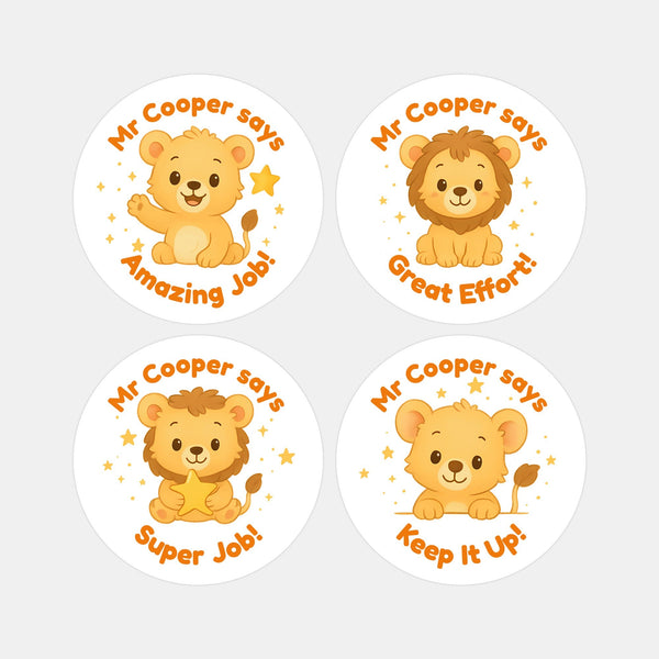 Personalised Lion Teacher Reward Stickers – Classroom Praise & Positive Reinforcement