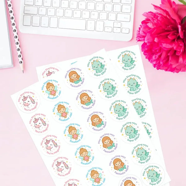 Personalised Magical Creatures Teacher Reward Stickers - Sticksy Prints Australia