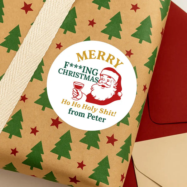 Personalised Merry F*ing Christmas Stickers Labels