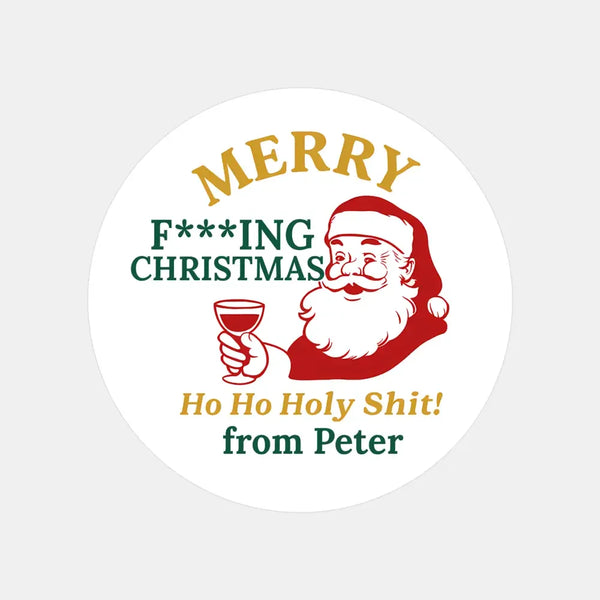 Personalised Merry F*ing Christmas Stickers Labels - Sticksy Prints Australia