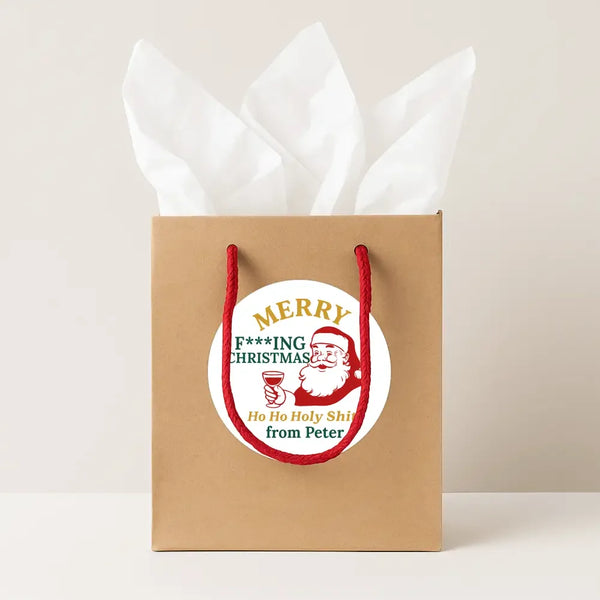 Personalised Merry F*ing Christmas Stickers Labels - Sticksy Prints Australia