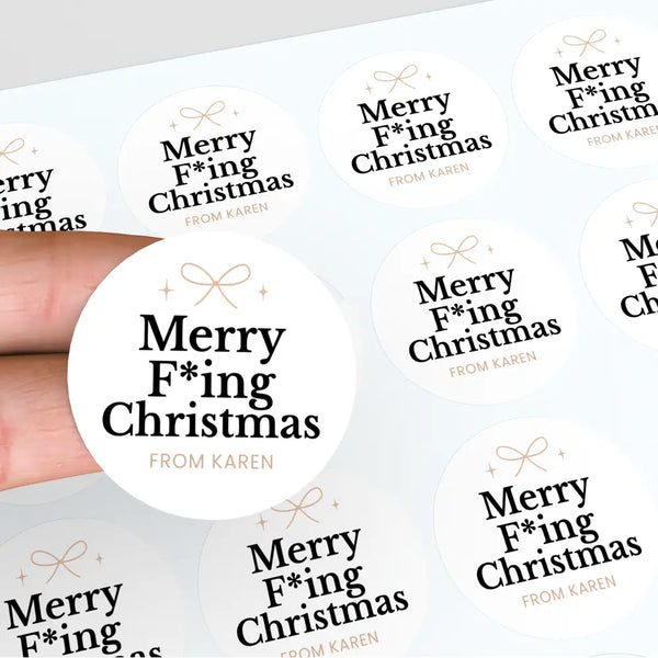 Personalised Merry F*ing Christmas Stickers Labels