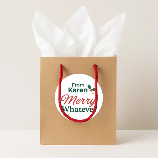 Personalised Merry Whatever Christmas Stickers Labels - Sticksy Prints Australia