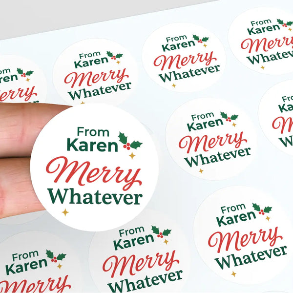 Personalised Merry Whatever Christmas Stickers Labels