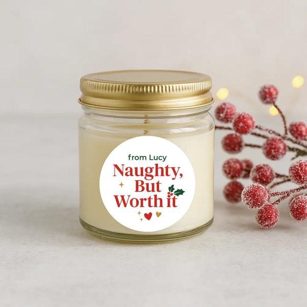 Personalised Naughty But Worth It Christmas Stickers