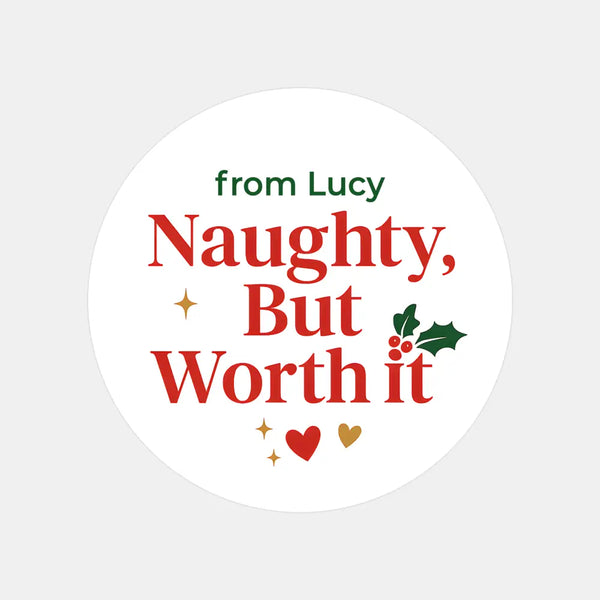Personalised Naughty But Worth It Christmas Stickers