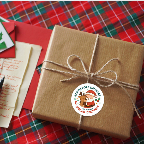 Personalised North Pole Delivery Sticker Labels – Santa & Reindeer