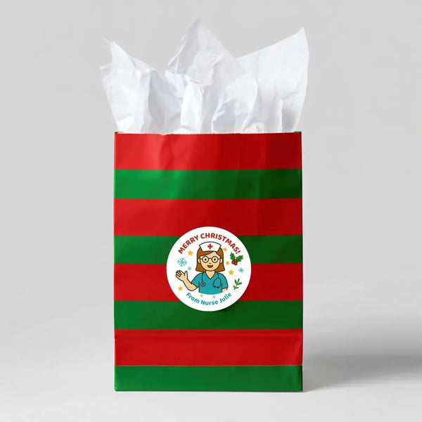 Personalised Nurse Christmas Stickers – Merry Christmas Design - Sticksy Prints Australia