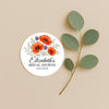 Personalised Orange Poppy Bridal Shower Stickers – Custom Name & Date – Watercolour Floral Favour Labels