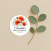 Personalised Orange Poppy Bridal Shower Stickers – Custom Name & Date – Watercolour Floral Favour Labels - Sticksy Prints Australia