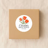Personalised Orange Tulip Bridal Shower Stickers – Custom Name & Date – Watercolour Floral Favour Labels