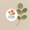 Personalised Orange Tulip Bridal Shower Stickers – Custom Name & Date – Watercolour Floral Favour Labels