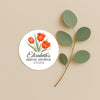 Personalised Orange Tulip Bridal Shower Stickers – Custom Name & Date – Watercolour Floral Favour Labels - Sticksy Prints Australia