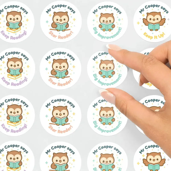 Personalised Owl Reading Reward Stickers – Literacy Stickers for Teachers - Sticksy Prints Australia