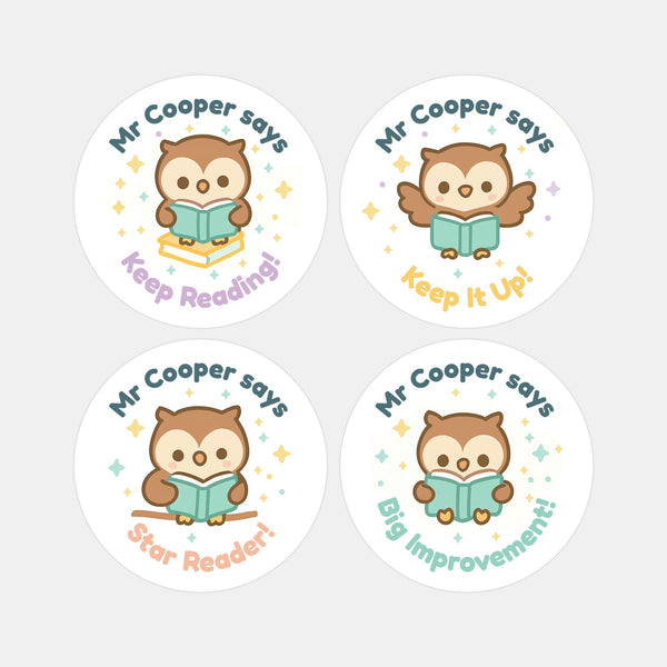 Personalised Owl Reading Reward Stickers – Literacy Stickers for Teachers