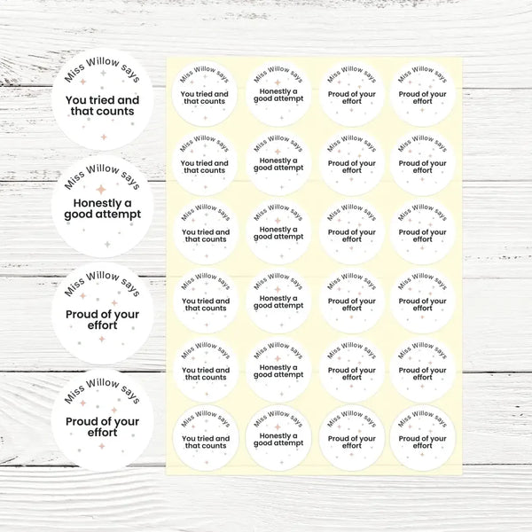 Personalised Pastel Confetti Effort Stickers – Funny Teen Teacher Reward Stickers - Sticksy Prints Australia