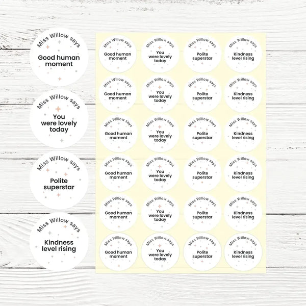 Personalised Pastel Confetti Kindness Stickers – Funny Teen Behaviour Reward Stickers - Sticksy Prints Australia