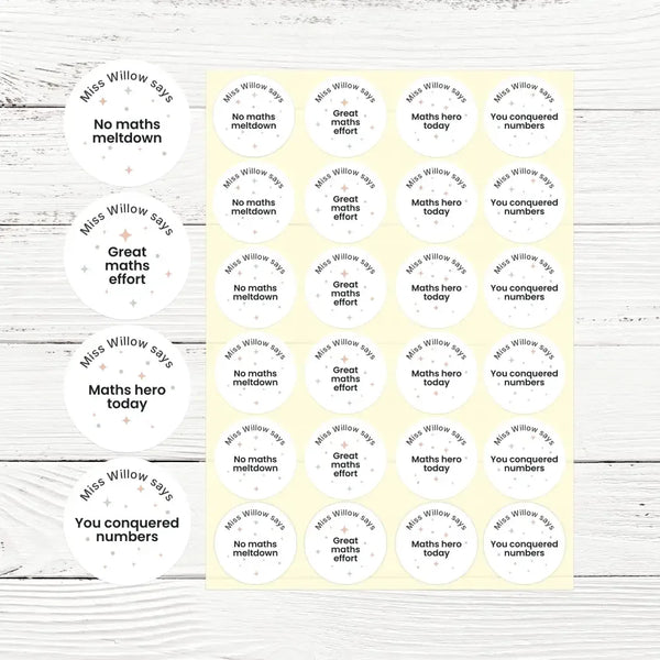 Personalised Pastel Confetti Maths Stickers – Funny Teen Maths Reward Stickers - Sticksy Prints Australia