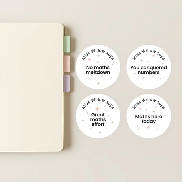 Personalised Pastel Confetti Maths Stickers – Funny Teen Maths Reward Stickers - Sticksy Prints Australia