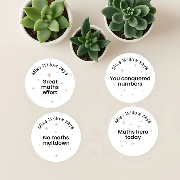 Personalised Pastel Confetti Maths Stickers – Funny Teen Maths Reward Stickers - Sticksy Prints Australia