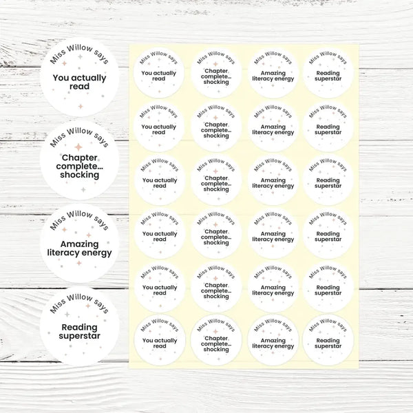 Personalised Pastel Confetti Reading Stickers – Funny Teen Literacy Reward Stickers - Sticksy Prints Australia